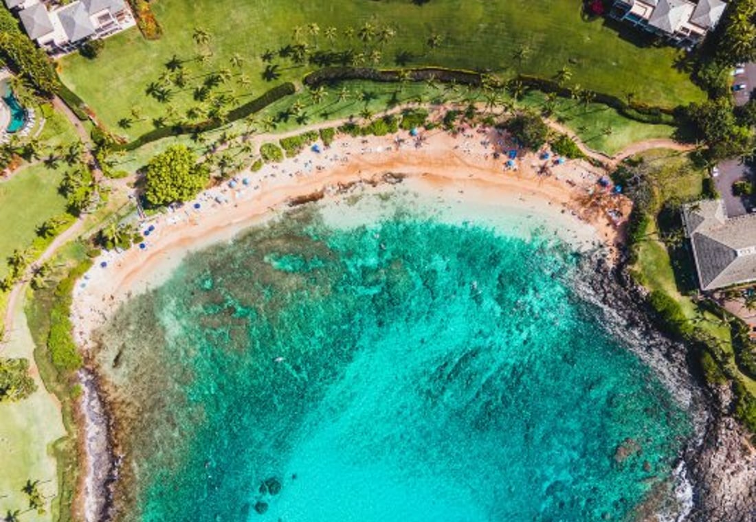 Kapalua Bay on Maui, a calm protected crescent of clear water