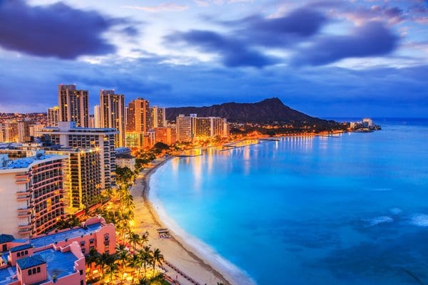 Waikiki Beach and Diamond Head on Oahu