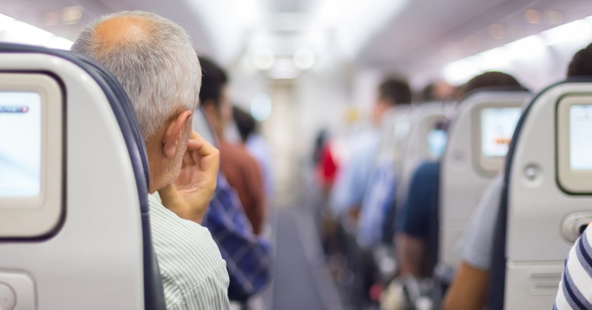 Passengers seated aboard an interisland flight in Hawaii