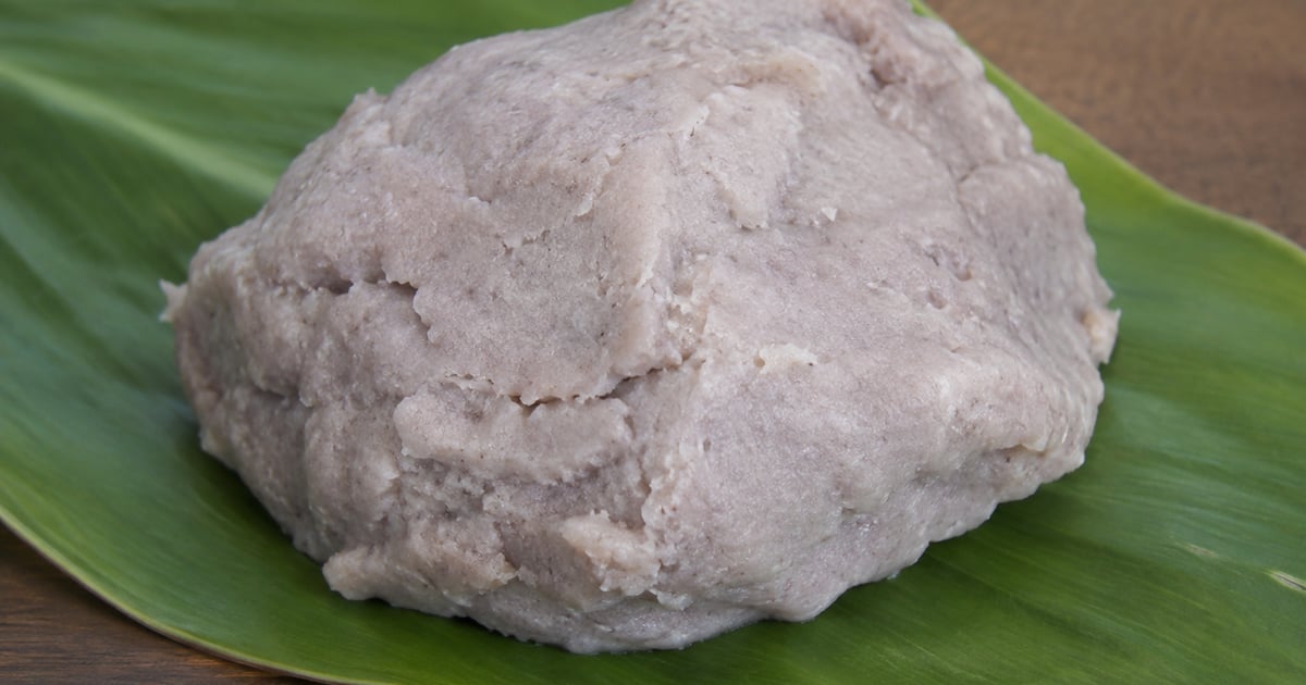 Hawaiian paʻi ʻai — the firm, dense pounded-taro cake that becomes poi when water is added