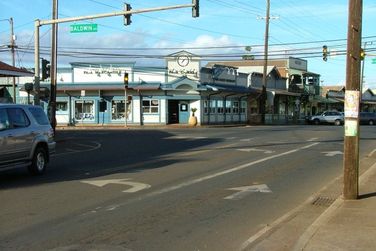 Paia town on Maui's north shore, the gateway to Hookipa and Kanaha wing foiling beaches