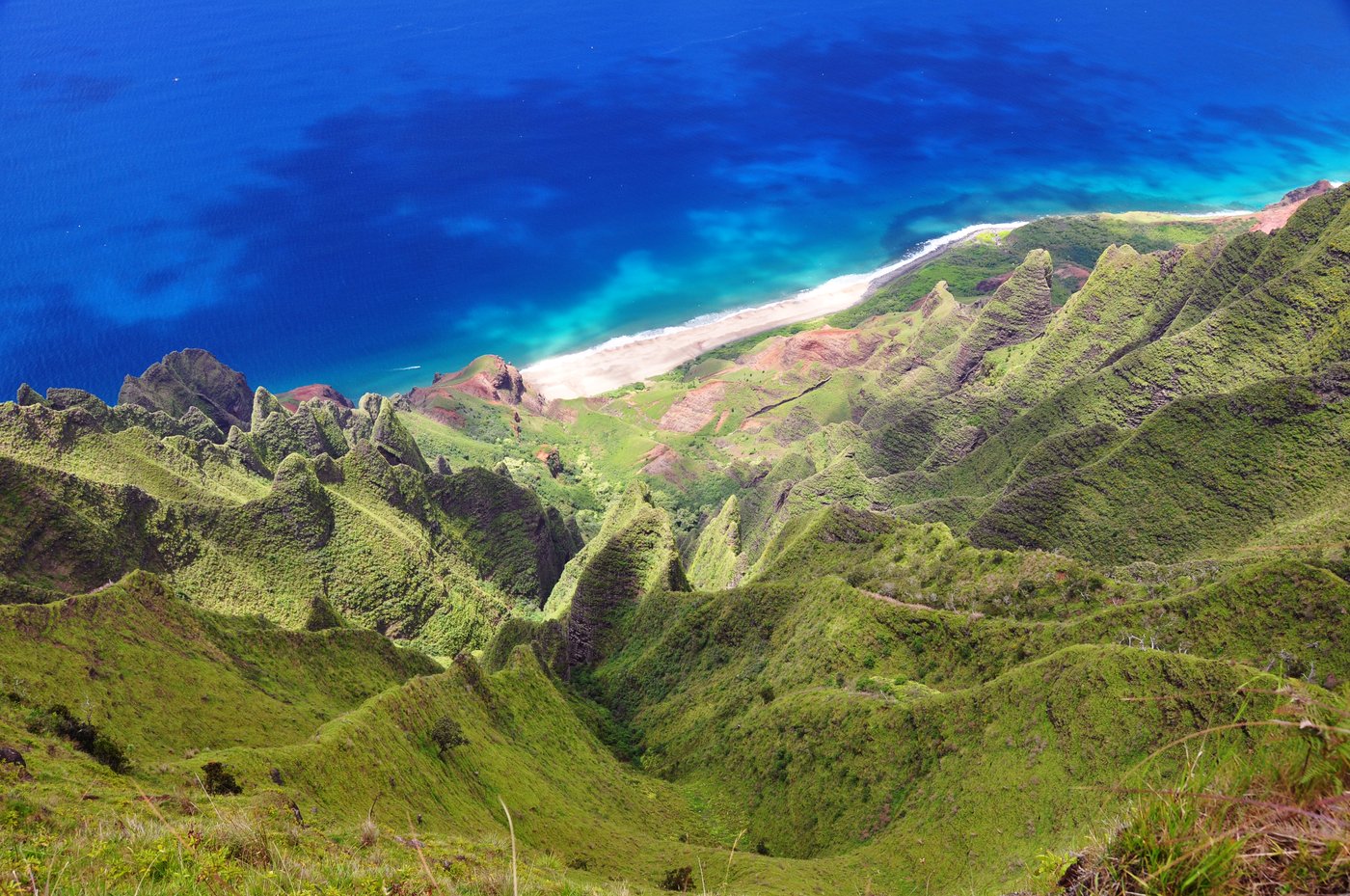 View toward Kalalau Beach and the Na Pali Coast from the ridge area during the same 2011 guided hike