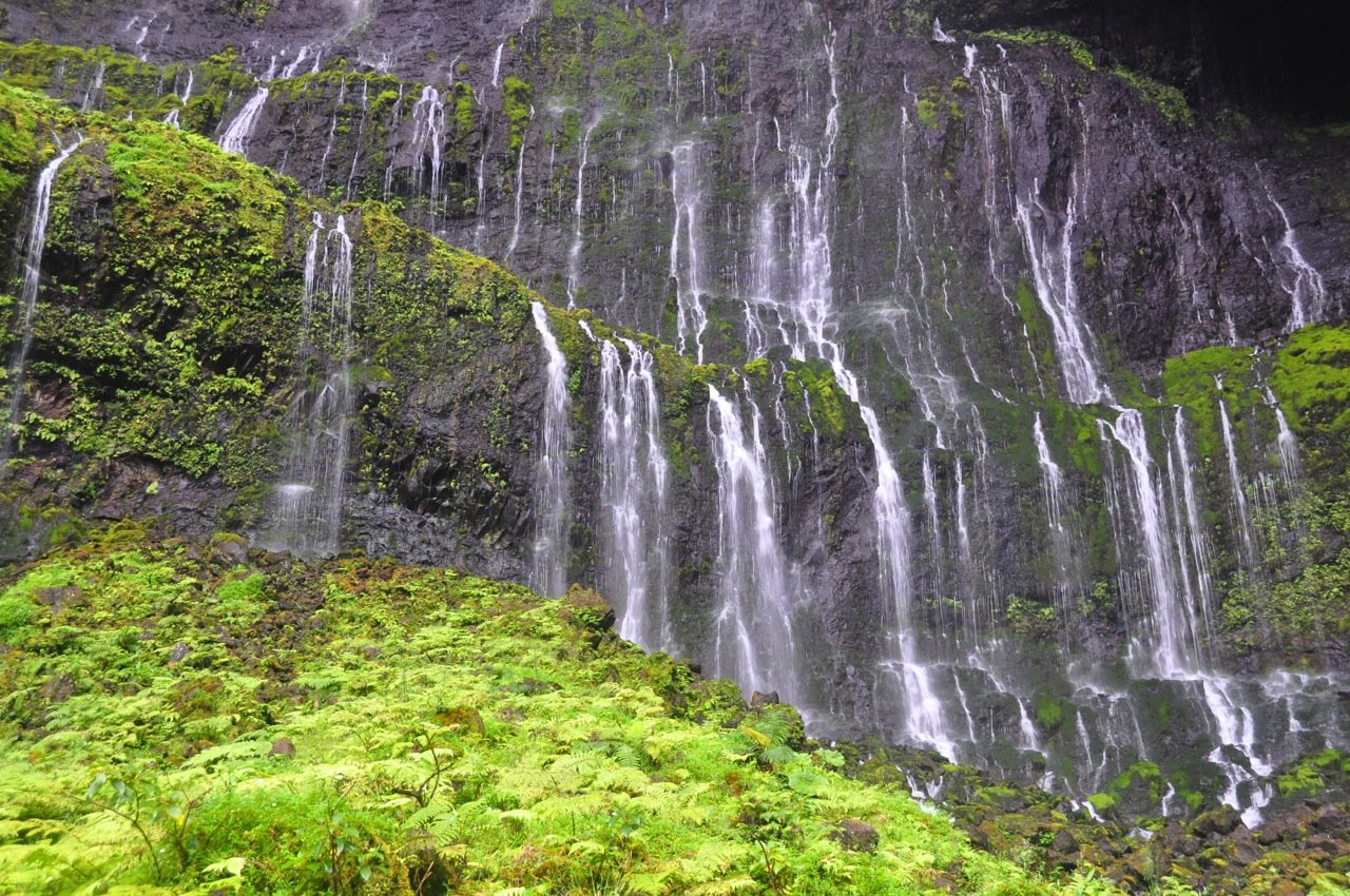 The wet green back wall and headwaters of Waiʻaleʻale on Kauai