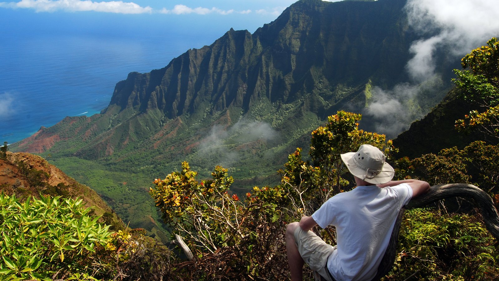 John overlooking Kalalau Valley and the Na Pali Coast on Kauai