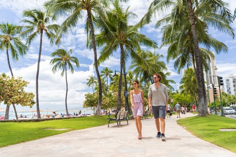 Waikiki Beach Walk on Lewers Street in Waikiki