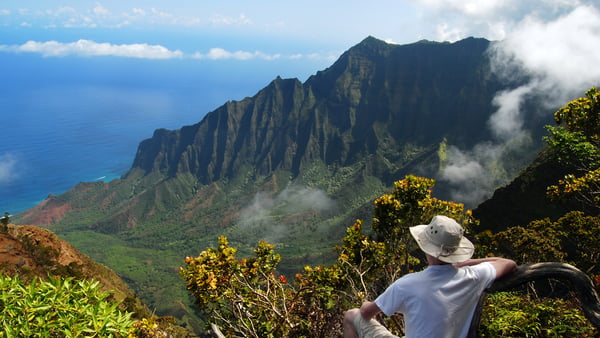 John overlooking Kalalau Valley and the Na Pali Coast on Kauai