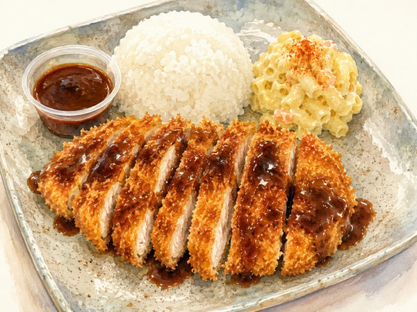 Watercolor illustration of chicken katsu