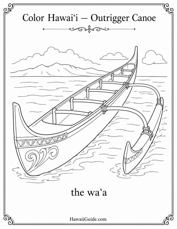 Outrigger Canoe Coloring Page