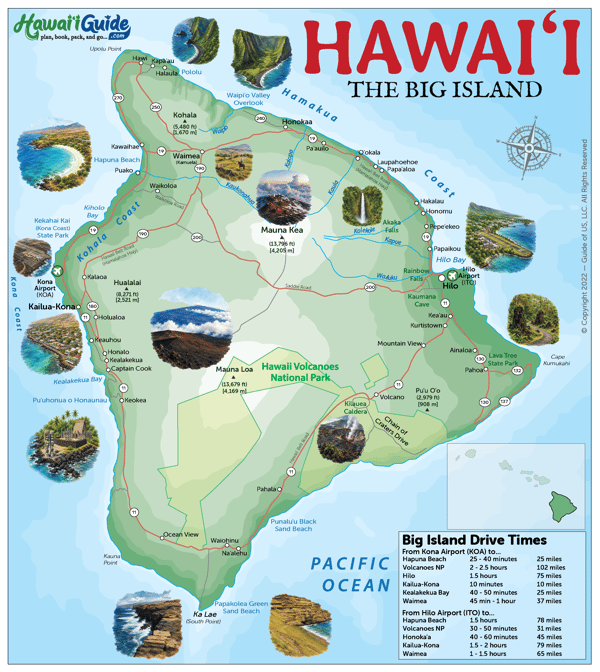 Illustrated Big Island Road Map