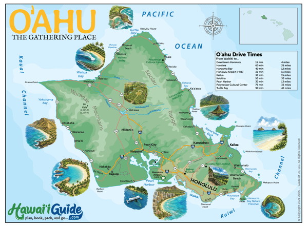 Illustrated Oahu Road Map