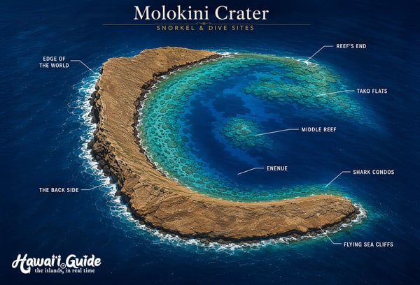 Molokini Crater Snorkel & Dive Map