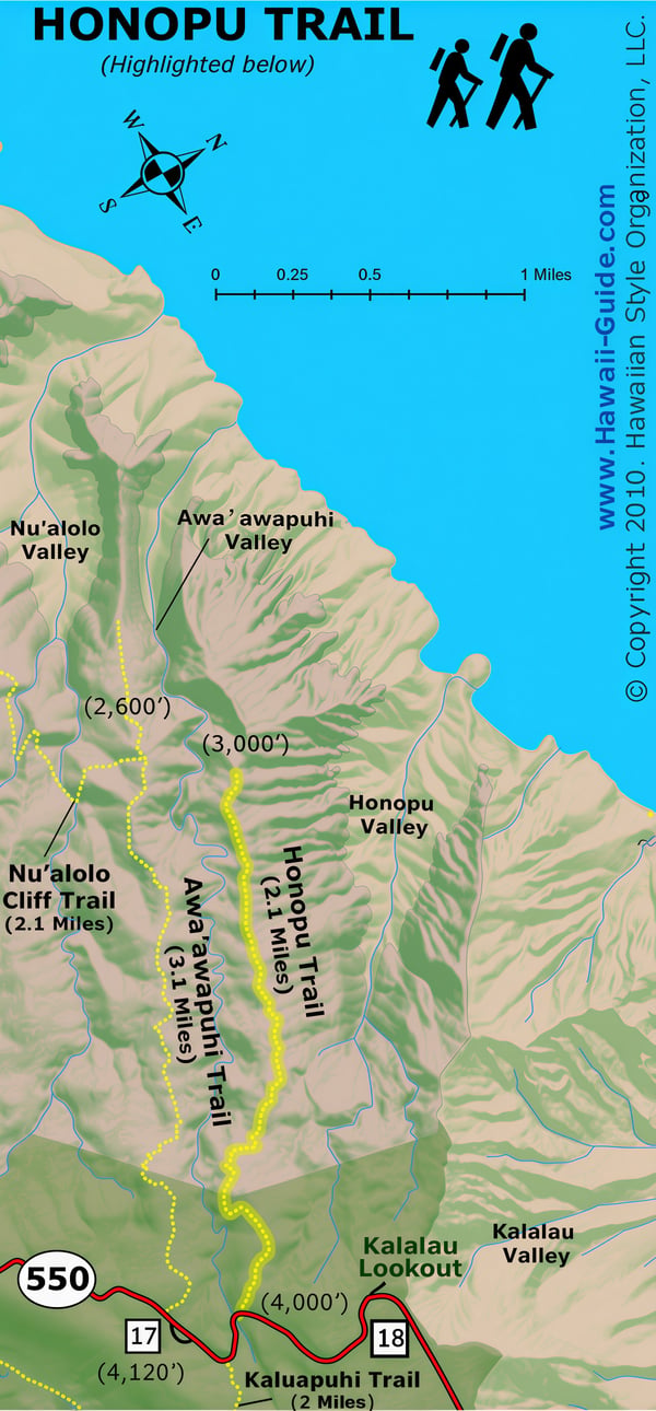 Honopu Ridge Trail Map