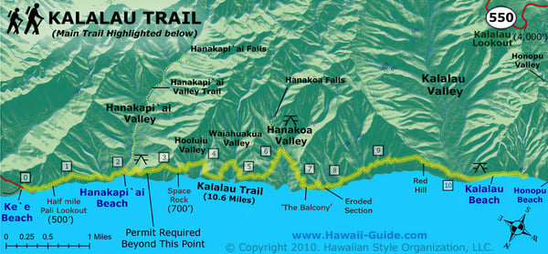 Full Kalalau Trail map preview