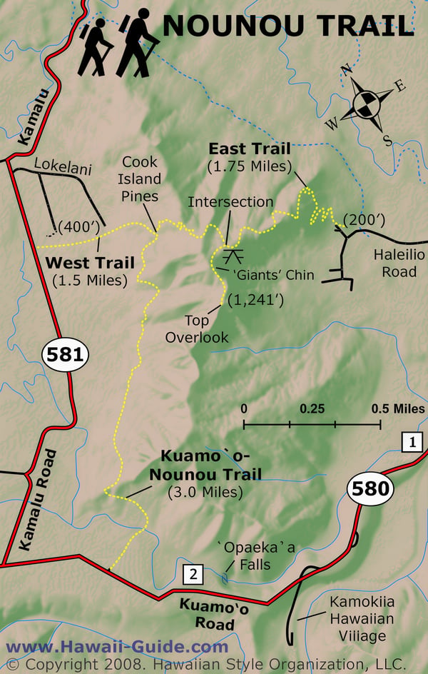 Nounou Sleeping Giant Trail Map