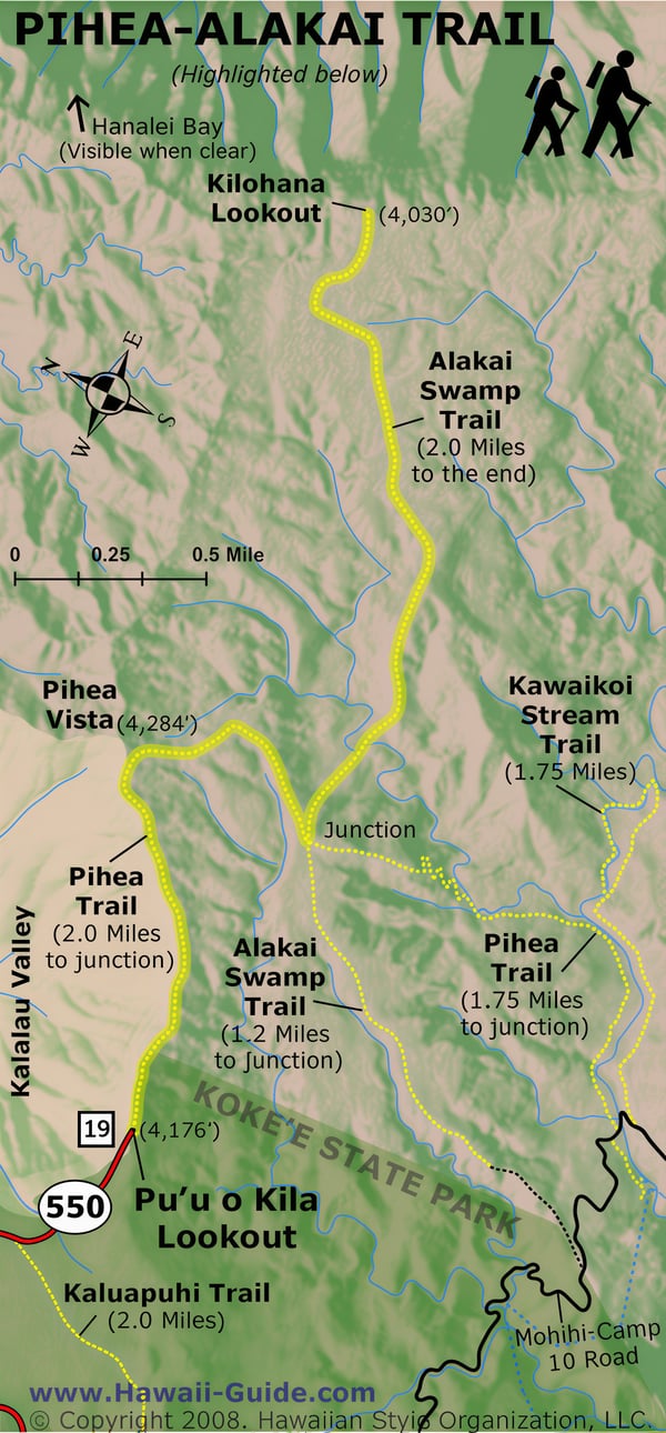 Pihea & Alakai Swamp Trail Map