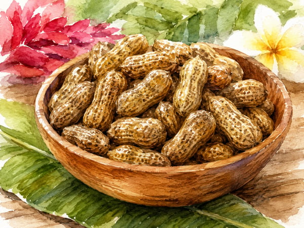 Watercolor illustration of Hawaiian boiled peanuts