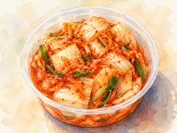 Watercolor illustration of Hawaii-style kimchi