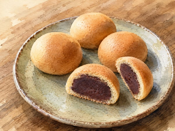 Watercolor illustration of Hawaiian manju pastries