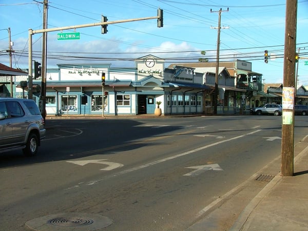 Plantation-era storefronts in Pāʻia town on Maui's North Shore