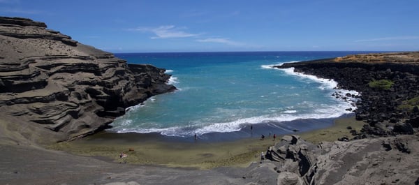 Olivine-green sand cove at Papakōlea, near South Point, Big Island