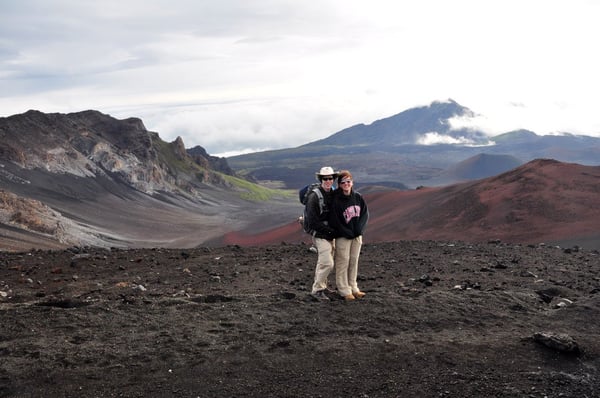 John and Victoria at the summit of Haleakalā National Park, Maui