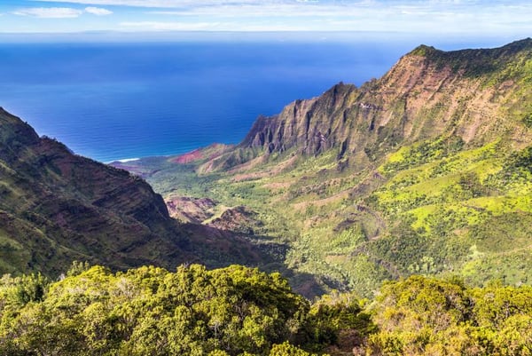 Kalalau Valley meeting the sea, Nā Pali Coast, Kauai