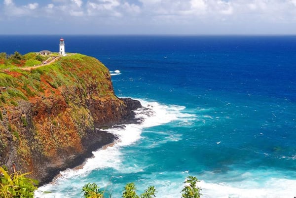 Kīlauea Point Lighthouse above the ocean, Kauai