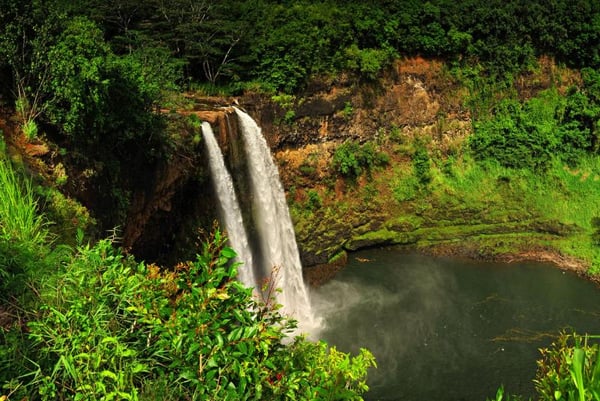 The double drop of Wailua Falls, Kauai
