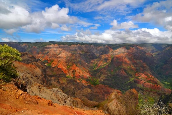 Red and green walls of Waimea Canyon, Kauai
