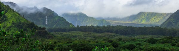 Misty green walls and waterfalls of Waipiʻo Valley, Big Island