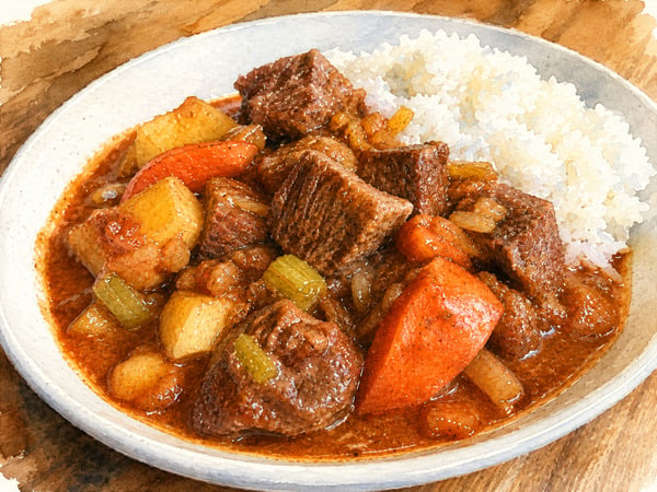Watercolor illustration of local beef stew