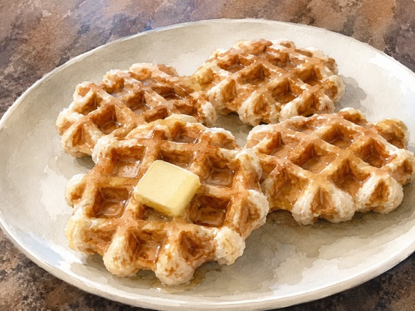 Watercolor illustration of Hawaii mochi waffles