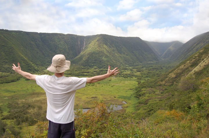 John at the Waipiʻo Valley overlook on Hawaiʻi Island