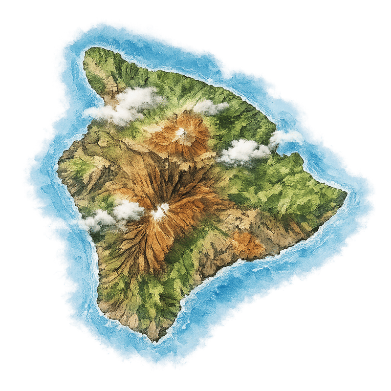 Hawaiʻi (Big Island) illustrated island map