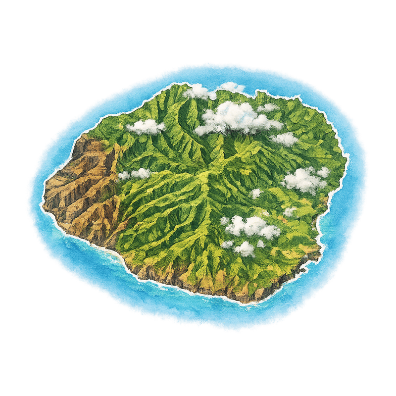 Kauaʻi illustrated island map