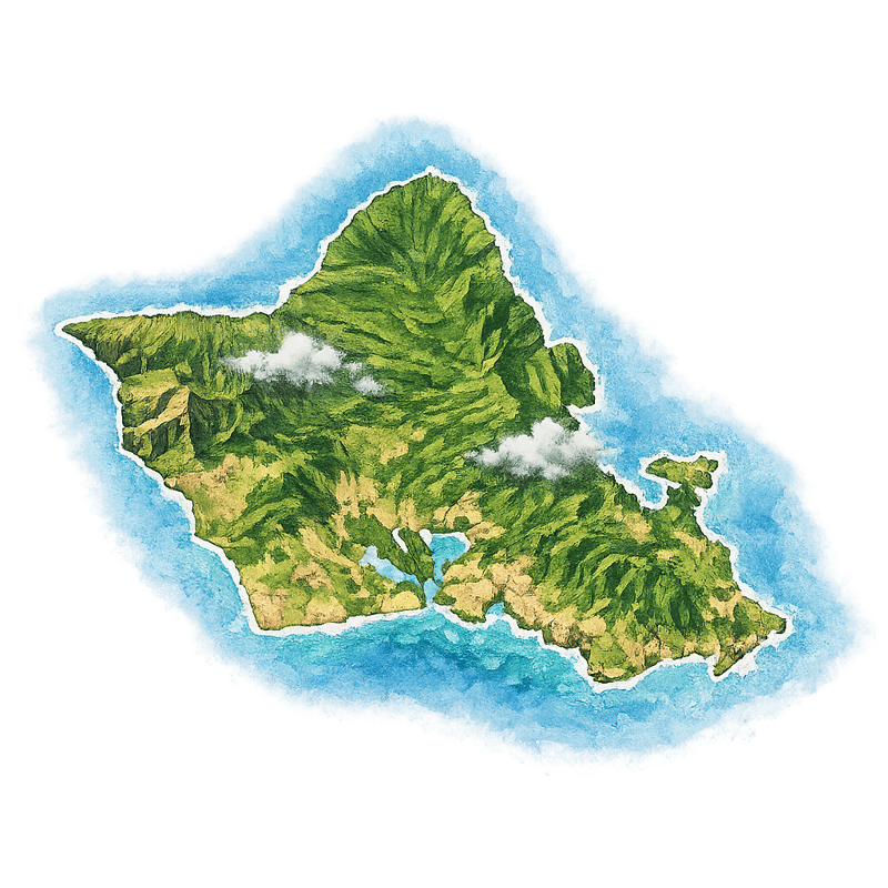 Oʻahu illustrated island map