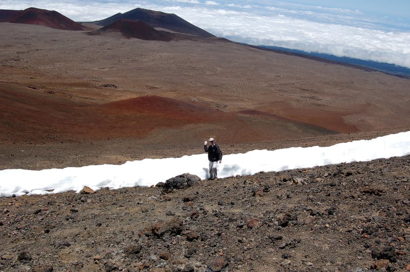 Snow at the Mauna Kea summit on the Big Island