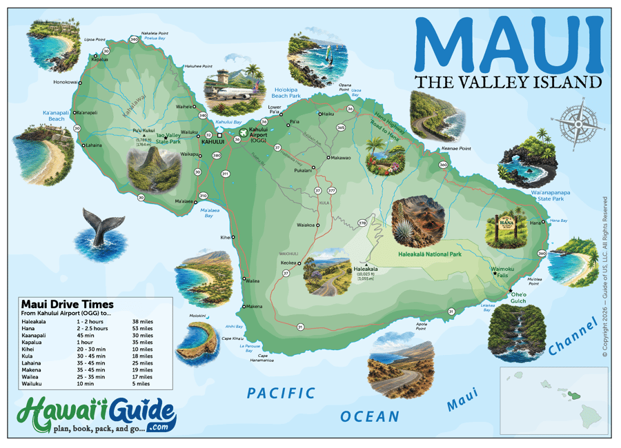 Illustrated Maui Road Map
