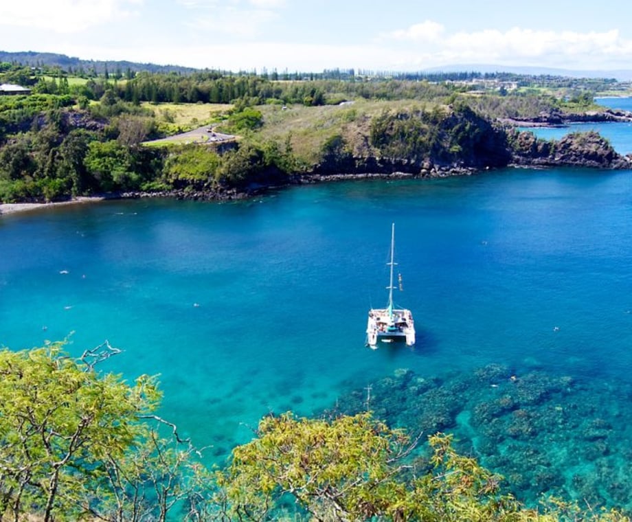 Honolua Bay on Maui, clear turquoise water in a protected cove