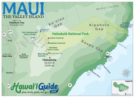 Haleakala & Upcountry Maui Map Image