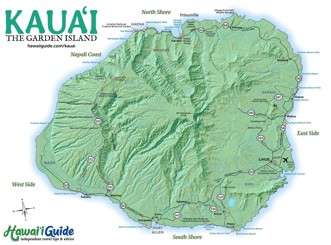 HawaiiGuide: Kauai Map