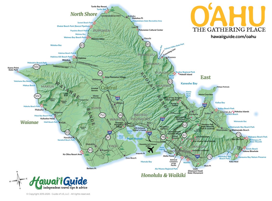 HawaiiGuide: Oahu Map