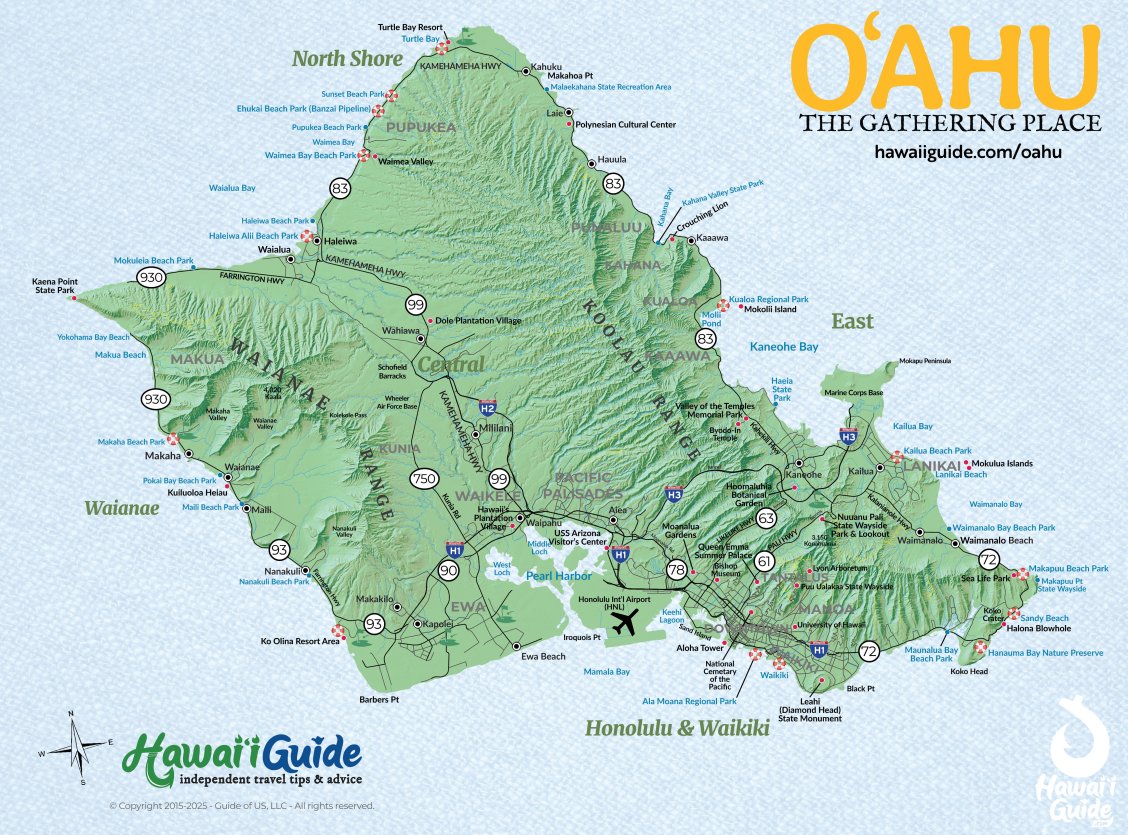 HawaiiGuide - 2025 Oahu Map