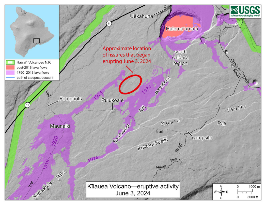 USGS Map depicting eruption location 