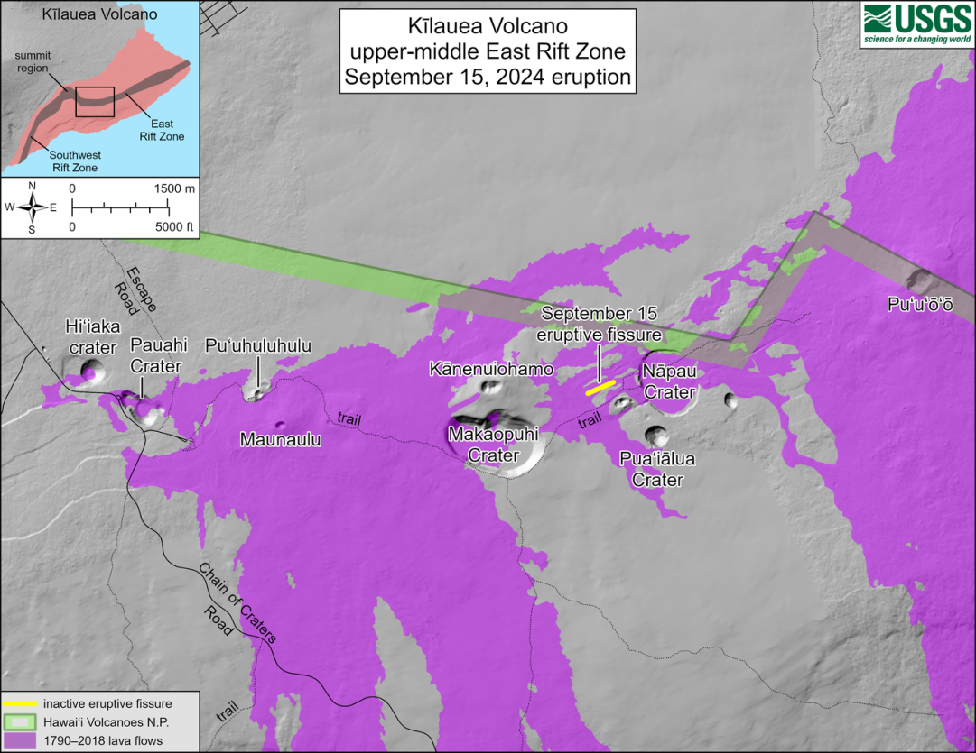 USGS Map depicting eruption location in September 2024