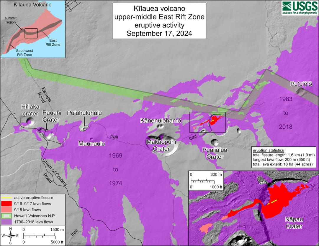 USGS Map depicting eruption location in September 2024