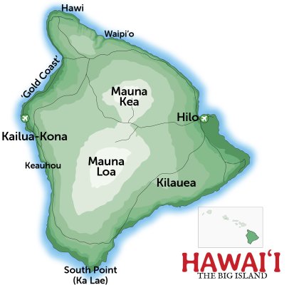 Big Island of Hawaii Travel Guide Map