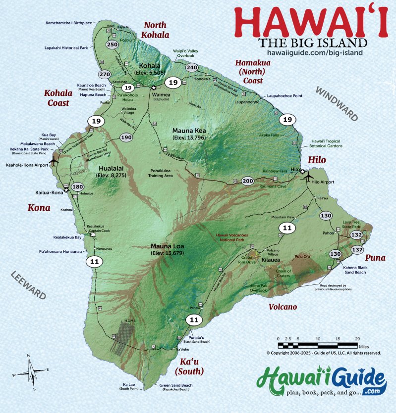 HawaiiGuide - 2025 Big Island Map