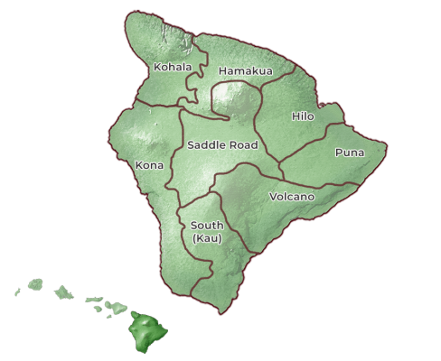 Big Island of Hawaii Regions Overview Map