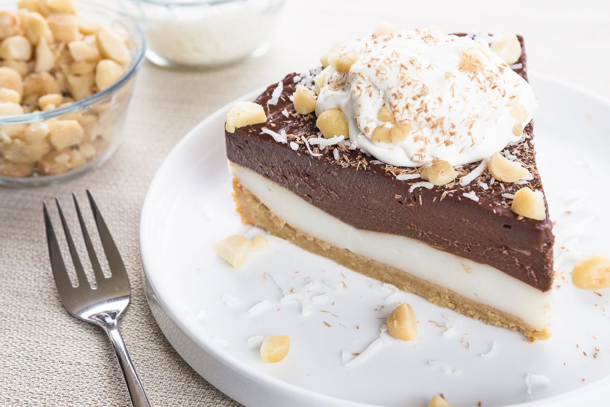 Chocolate haupia cream pie slice Tile Image